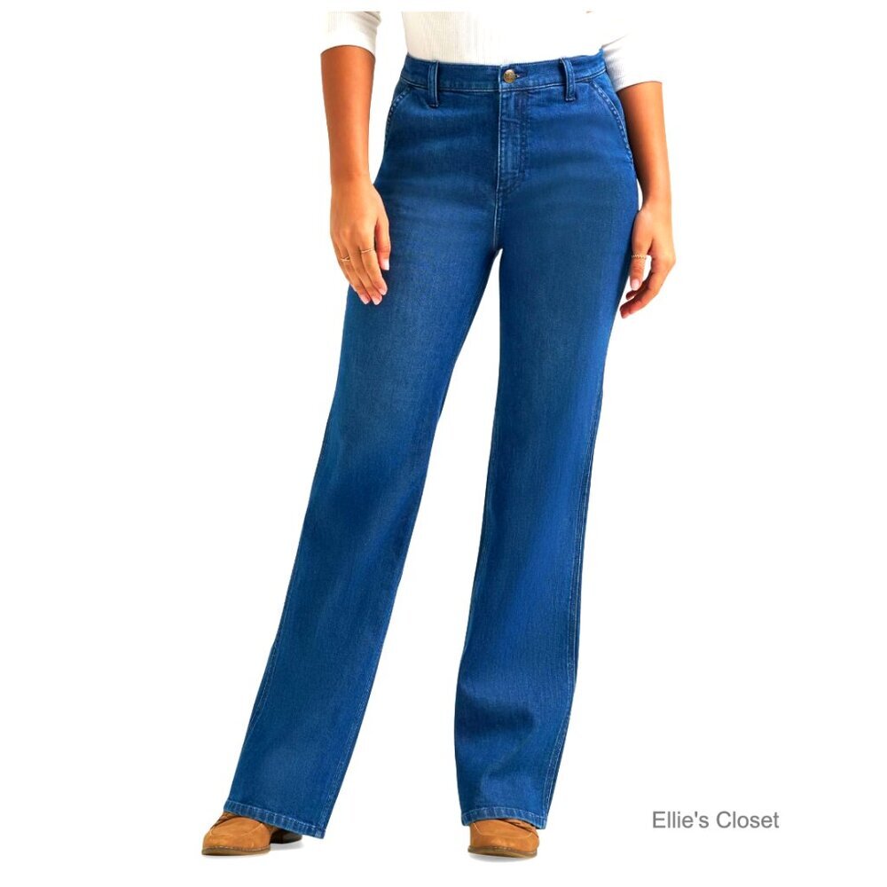 Wide Leg A-Line Jeans with Stretch Fabric
